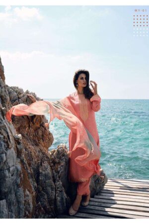 My Fashion Road Varsha Maya Exclusive Viscose Linen Woven Salwar Kameez | Peach
