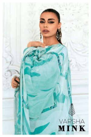 My Fashion Road Varsha Mink Fancy Cotton Satin Salwar Kameez Catalog | Turquoise