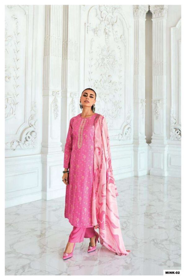 My Fashion Road Varsha Mink Fancy Cotton Satin Salwar Kameez Catalog | Pink