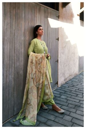 My Fashion Road Varsha Summer Shower Fancy Linen Salwar Kameez | Green