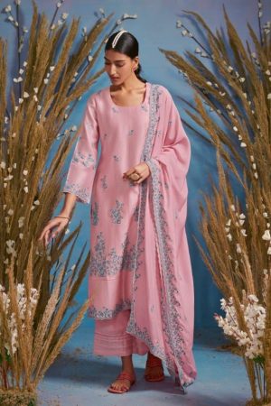 My Fashion Road Kimora Heer Rutba Cotton Plazzo Dress Material | Pink