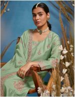 My Fashion Road Kimora Heer Rutba Cotton Plazzo Dress Material | Green