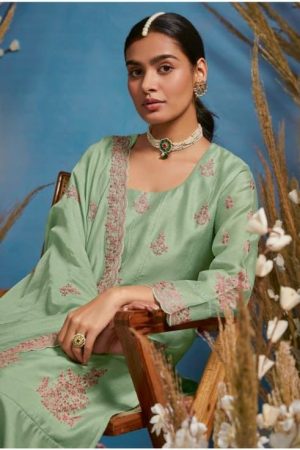 My Fashion Road Kimora Heer Rutba Cotton Plazzo Dress Material | Green