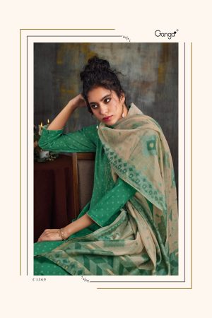 My Fashion Road Ganga Zehra Cotton Plazzo Dress Material | Darkgreen