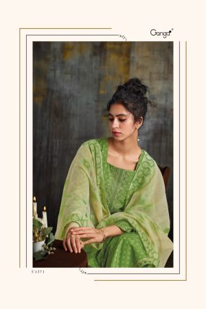 My Fashion Road Ganga Zehra Cotton Plazzo Dress Material | Green
