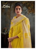 My Fashion Road Ganga Zehra Cotton Plazzo Dress Material | Yellow