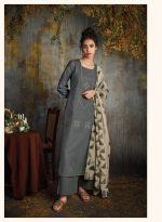 My Fashion Road Ganga Zehra Cotton Plazzo Dress Material | Grey