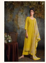 My Fashion Road Ganga Zehra Cotton Plazzo Dress Material | Yellow