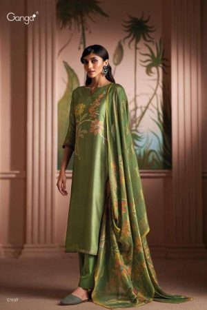 My Fashion Road Ganga Shanaya Designer Party Wear Silk Salwar Suit | Green