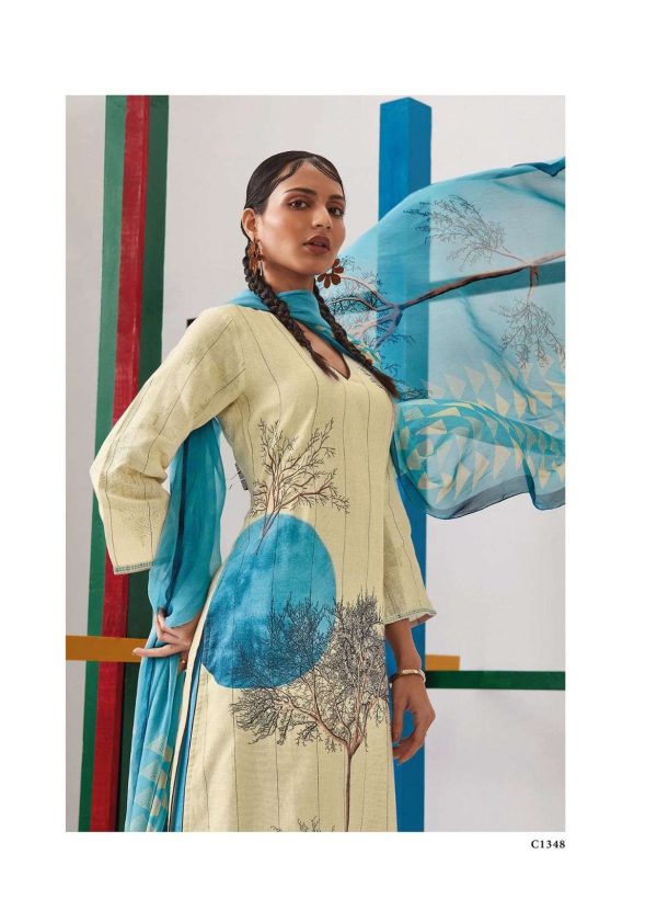 My Fashion Road Ganga Fashion Khushnuma Designer Linen Salwar Suit | Blue