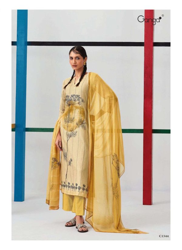 My Fashion Road Ganga Fashion Khushnuma Designer Linen Salwar Suit | Yellow