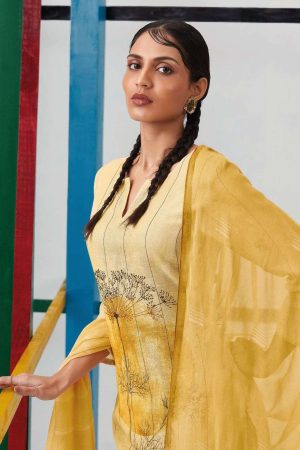 My Fashion Road Ganga Fashion Khushnuma Designer Linen Salwar Suit | Yellow