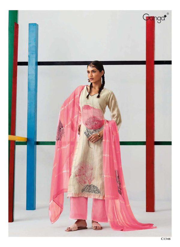 My Fashion Road Ganga Fashion Khushnuma Designer Linen Salwar Suit | Peach
