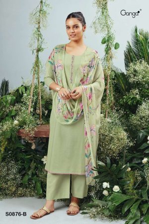 My Fashion Road Ganga Ruha Premium Cotton Fancy Printed Suit | Green