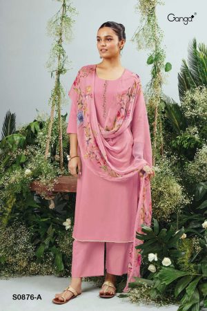 My Fashion Road Ganga Ruha Premium Cotton Fancy Printed Suit | Pink
