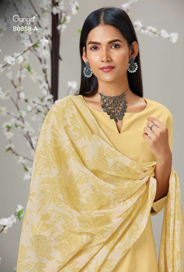 My Fashion Road Ganga Saanvi Designer Ladies Cotton Salwar Suit | Yellow