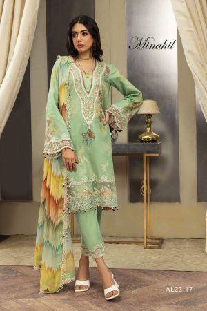 My Fashion Road Anaya Luxury Festive Lawn Unstitched Suit 2023 | Minahil