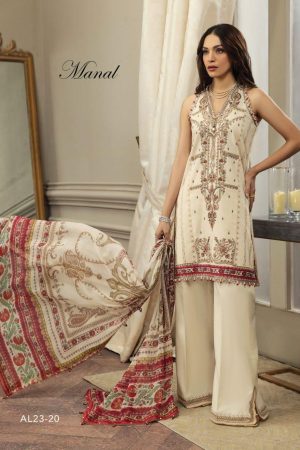 My Fashion Road Anaya Luxury Festive Lawn Unstitched Suit 2023 | Manal