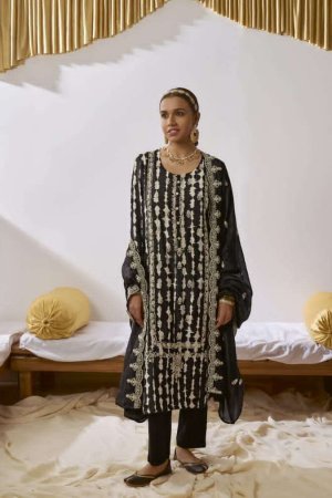 My Fashion Road Kimora Heer Suhani Pant Style Dress Material | Black