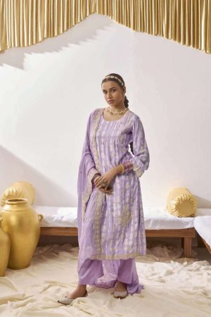 My Fashion Road Kimora Heer Suhani Pant Style Dress Material | Lilac