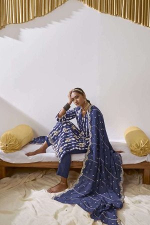 My Fashion Road Kimora Heer Suhani Pant Style Dress Material | Blue