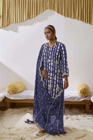 My Fashion Road Kimora Heer Suhani Pant Style Dress Material | Blue