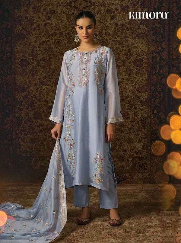My Fashion Road Kimora Ruqsar Designer Party Wear Organza Salwar Kameez | Blue