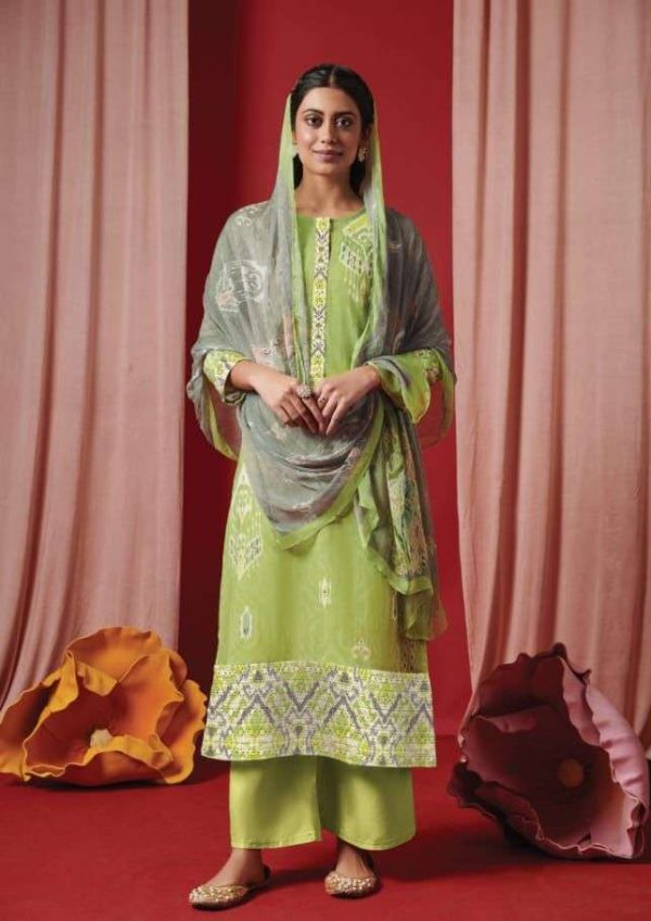 My Fashion Road Sahiba Sarg Ikkat Designer Fancy Cotton Salwar Kameez | Green