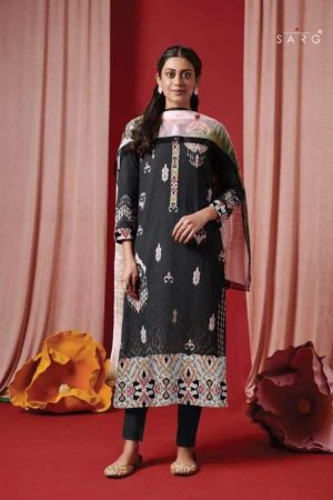 My Fashion Road Sahiba Sarg Ikkat Designer Fancy Cotton Salwar Kameez | Black