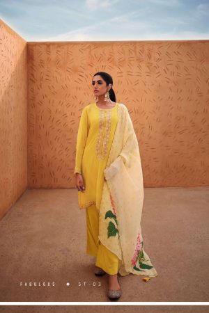 My Fashion Road Varsha Scent Of Love Designer Organza Suit | Yellow