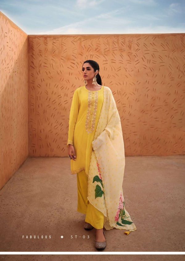 My Fashion Road Varsha Scent Of Love Designer Organza Suit | Yellow
