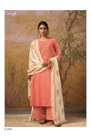 My Fashion Road Ganga Aisha Cotton Plazzo Dress Material | Peach