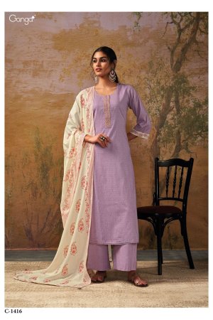 My Fashion Road Ganga Aisha Cotton Plazzo Dress Material | Lilac