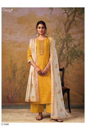Ganga Presents Tashim Finest Cotton Dress Material With Embroidery Online  Seller