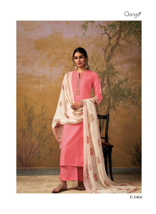 My Fashion Road Ganga Aisha Cotton Plazzo Dress Material | Rust Red