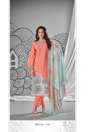 My Fashion Road Miraah Sarg Cotton Lawn Pant Style Suits | Peach