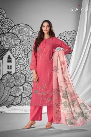 My Fashion Road Miraah Sarg Cotton Lawn Pant Style Suits | Red
