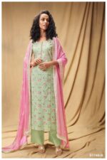 My Fashion Road Ganga Pillai 1749 Pant Style Dress Material | Green