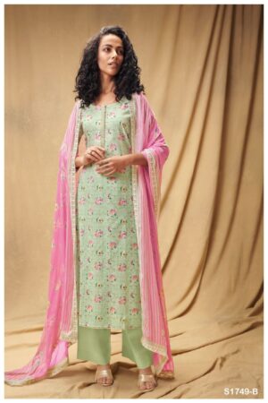 My Fashion Road Ganga Pillai 1749 Pant Style Dress Material | Green