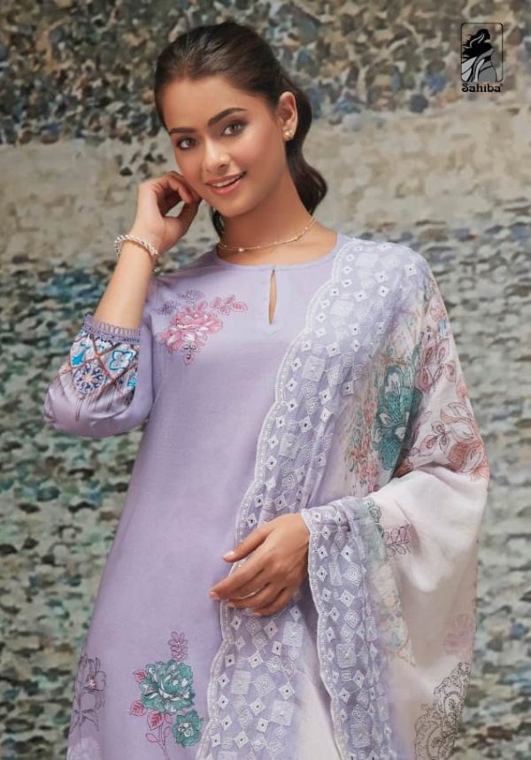 My Fashion Road Sahiba Sairah Cotton Pant Style Dress Material | Lilac