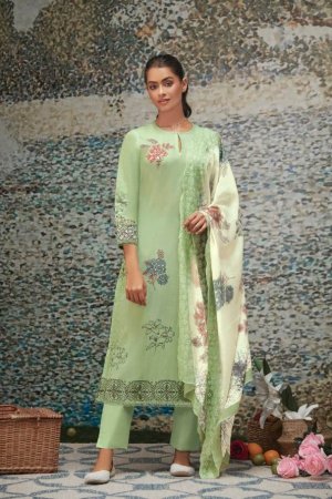 My Fashion Road Sahiba Sairah Cotton Pant Style Dress Material | Green