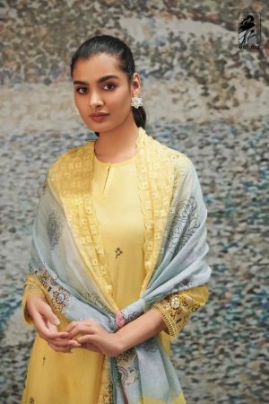 My Fashion Road Sahiba Sairah Cotton Pant Style Dress Material | Yellow