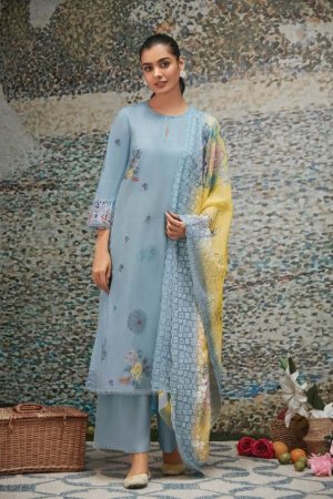 My Fashion Road Sahiba Sairah Cotton Pant Style Dress Material | Blue