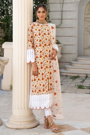 My Fashion Road Alzohaib Sunshine Bloom Unstitched Suit With Chikankari Dupatta | D4