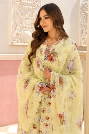 My Fashion Road Alzohaib Sunshine Bloom Unstitched Suit With Chikankari Dupatta | D6