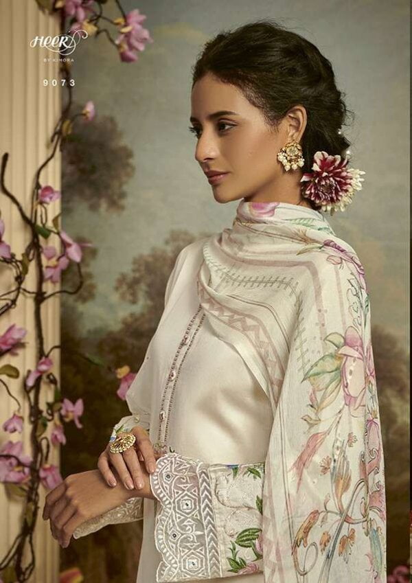 My Fashion Road Kimora Heer Gulbagh Designer Fancy Cotton Salwar Kameez | White