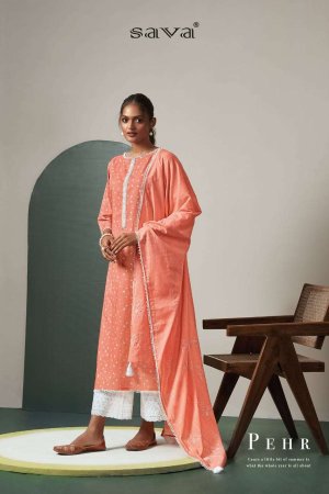 My Fashion Road Sava Pehr Exclusive Designer Fancy Cotton Salwar Kameez | Peach