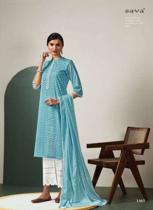 My Fashion Road Sava Pehr Exclusive Designer Fancy Cotton Salwar Kameez | Blue
