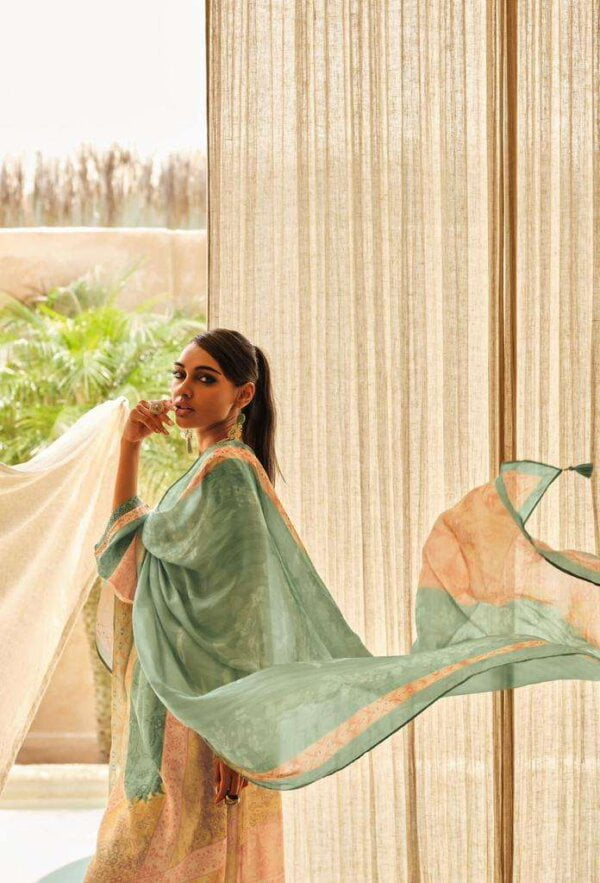 My Fashion Road Varsha Ashnoor Designer Pakistani Pattern Muslin Suit | Green