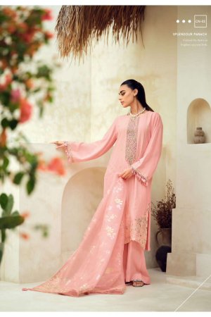 My Fashion Road Varsha Carnation Designer Partywear Muslin Salwar Kameez | Pink